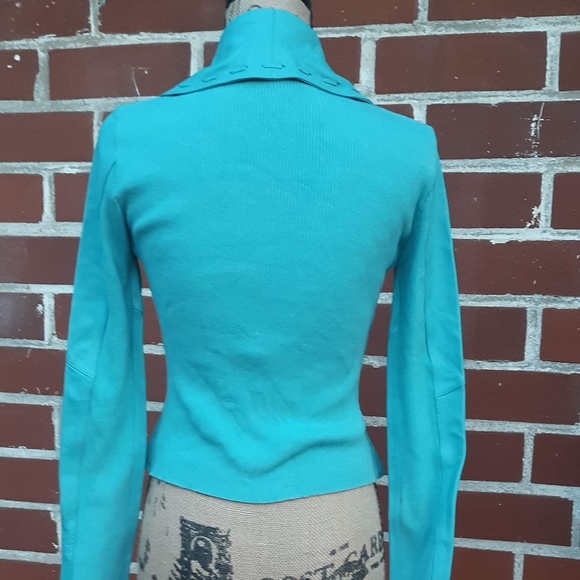 One Girl Who Leather Sweater Jacket Fringe Small - Picture 6 of 8